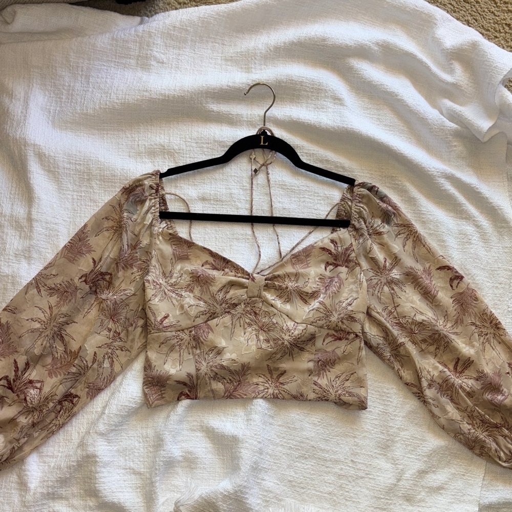 Miss Lola Cream and maroon Floral off shoulder Blouse